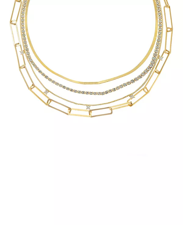 

Ожерелья из трех звеньев с кубическим цирконием, покрытые 18-каратным золотом Ettika, gold