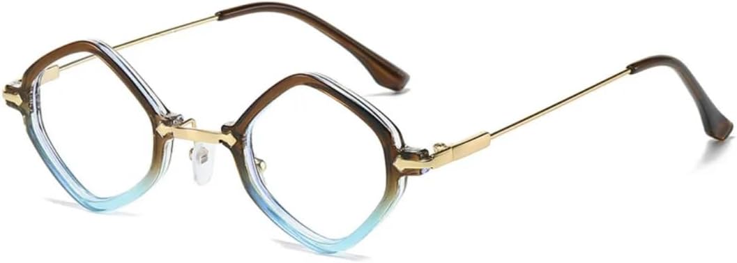 

Винтажные солнцезащитные очки в стиле панк с ромбовидным рисунком, металлические, маленькие, с градиентным переходом, роскошные, с защитой от УФ-излучения UV400 VFDHN, Brown Blue Clear