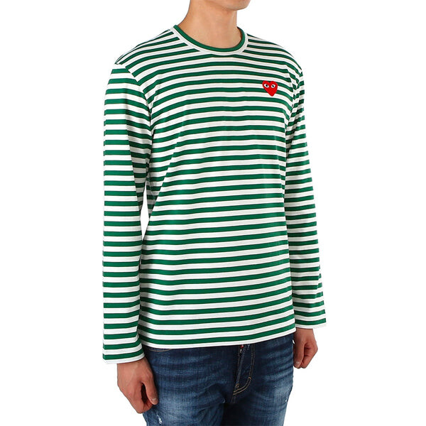 Футболка striped long-sleeve t-shirt 'green' Comme Des Garcons Play, зеленый — фото 3