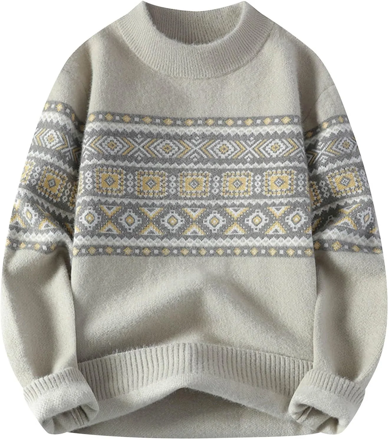 

Винтажный оверсайз свитер с этническим принтом QUNPIU