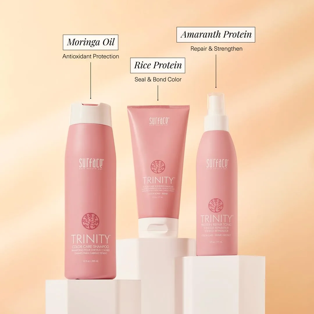 Набор для ухода за окрашенными волосами Surface Hair Best: шампунь и маска Trinity, а также тоник Trinity Repair Tonic для предотвращения выцветания и максимального восстановления, 3 предмета. — фото 3