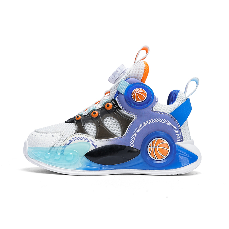 

Детские баскетбольные кроссовки средней высоты, нескользящие, износостойкие, дышащие RHOBESAM, белый/синий