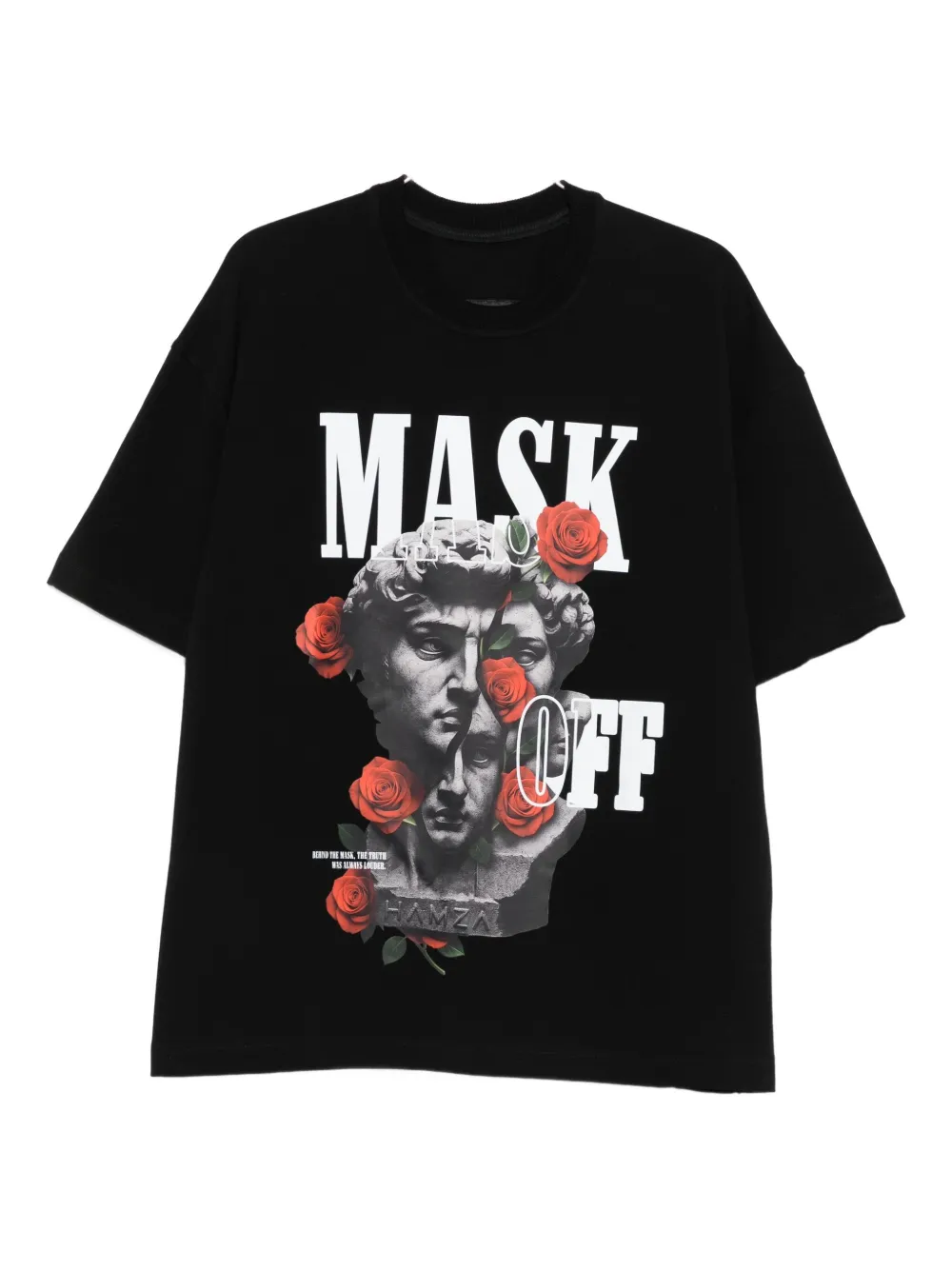 

Футболка с принтом в виде роз и надписью "Sculpture" HAMZA, черный