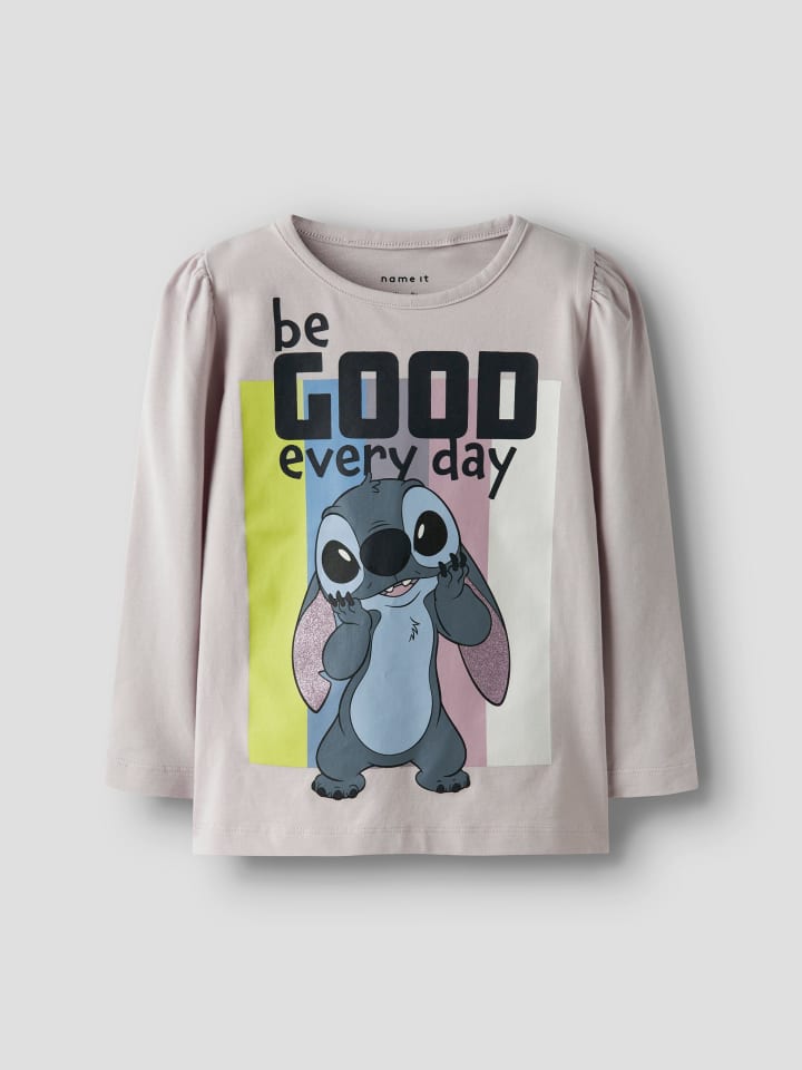 Name it Футболка с длинными рукавами NMFDIANA STITCH LS TOP BOX WDI сиреневого мраморного цвета — фото 3