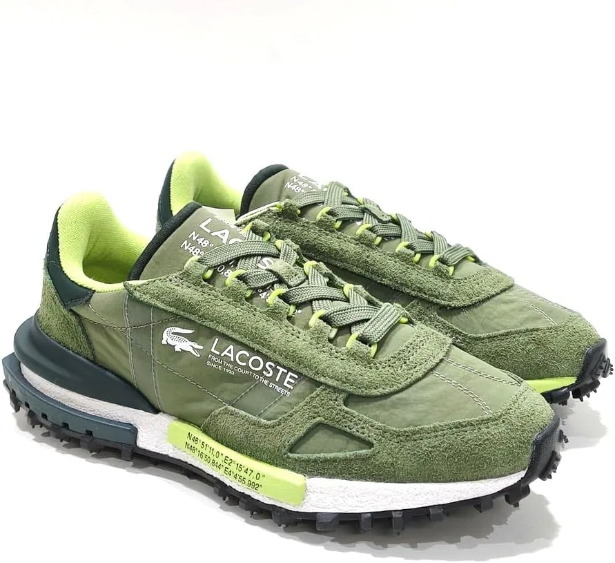 Кроссовки Lacoste Elite Active Khaki из нейлона и замши с текстурированной резиновой подошвой в стиле ретро 70-х — фото 2