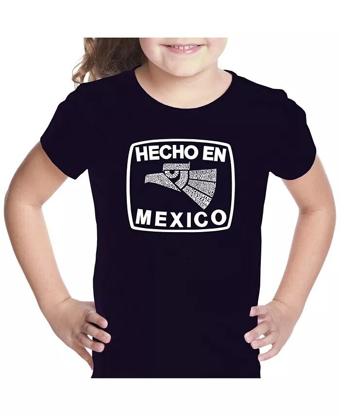 

Футболка с рисунком Word Art для девочек - HECHO EN MEXICO La Pop Art, черный