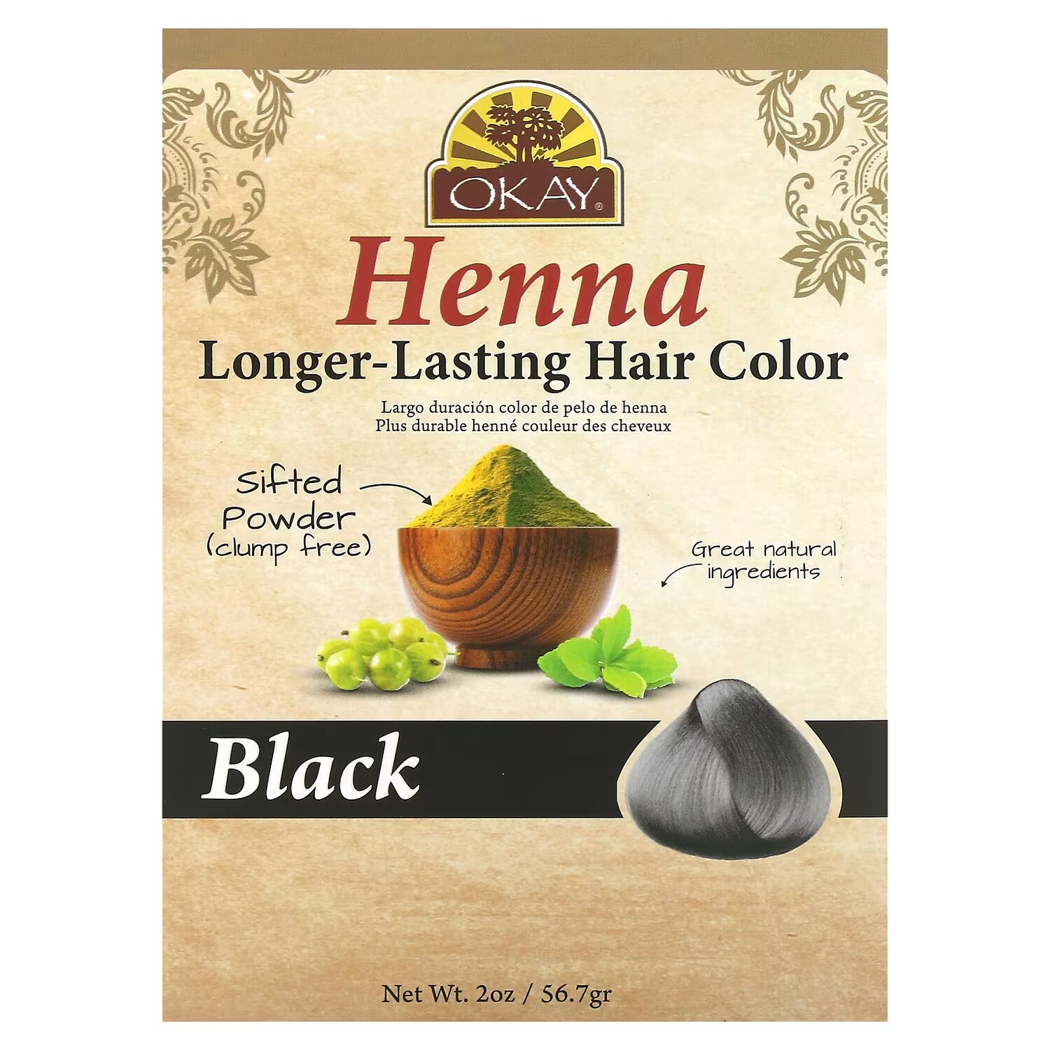 

Краска для волос с хной Okay Pure Naturals цвет черный, 56,7 г