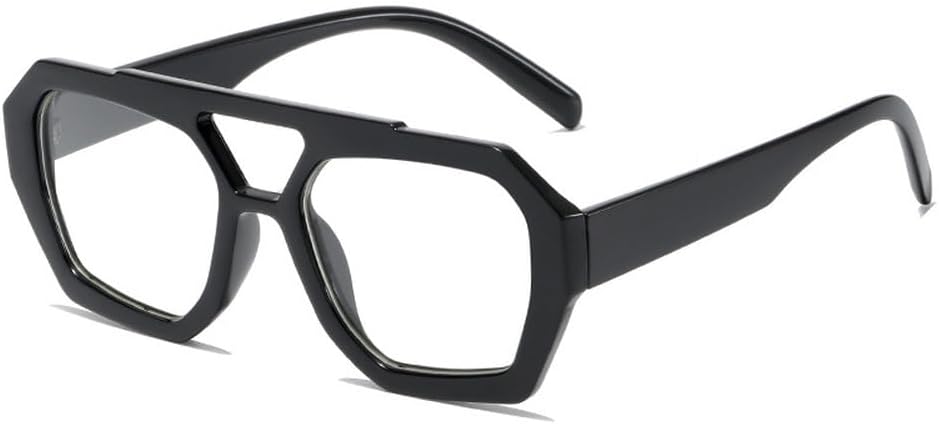 

Ретро солнцезащитные очки с двойной перемычкой для женщин, модные очки с прозрачными линзами Ocean, трендовые солнцезащитные очки Polygon с защитой от УФ-излучения UV400 для мужчин TKKTLLT, Black Clear