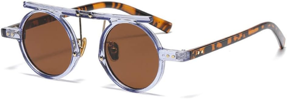 

Круглые солнцезащитные очки в стиле стимпанк для женщин, винтажные, с леопардовым принтом, с защитой от УФ-излучения UV400, очки в стиле хип-хоп для мужчин VFDHN, Leopard Gray C1