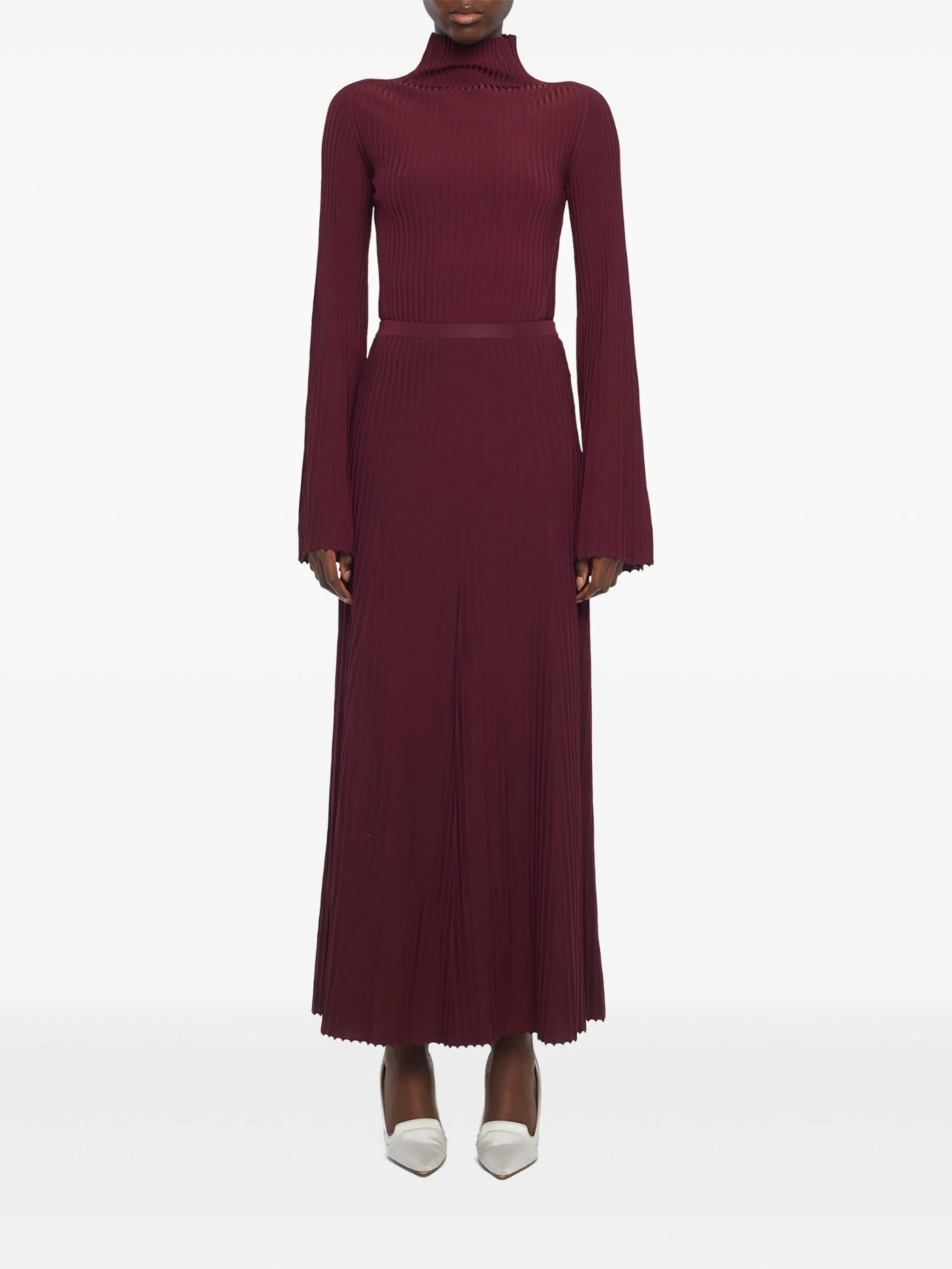 

Плиссированная юбка с высоким воротником Adam Lippes, красный