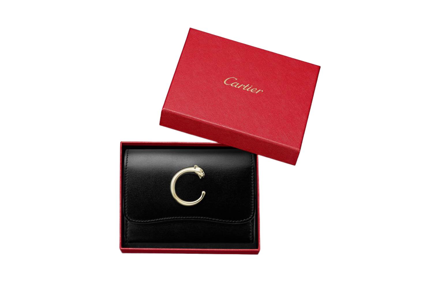 Cartier Мини-кошелек Panthère из телячьей кожи, женский, черный — фото 4