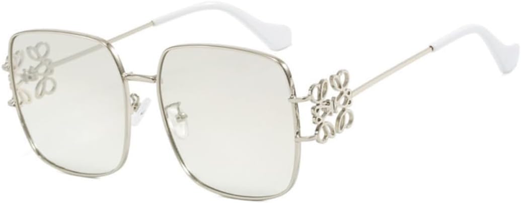 

Женские солнцезащитные очки – дизайнерские квадратные и овальные оправы, роскошные большие солнцезащитные очки с металлическим цветочным узором, защита от УФ-излучения UV400 B-Orbit-X, Silverframe/Transparent