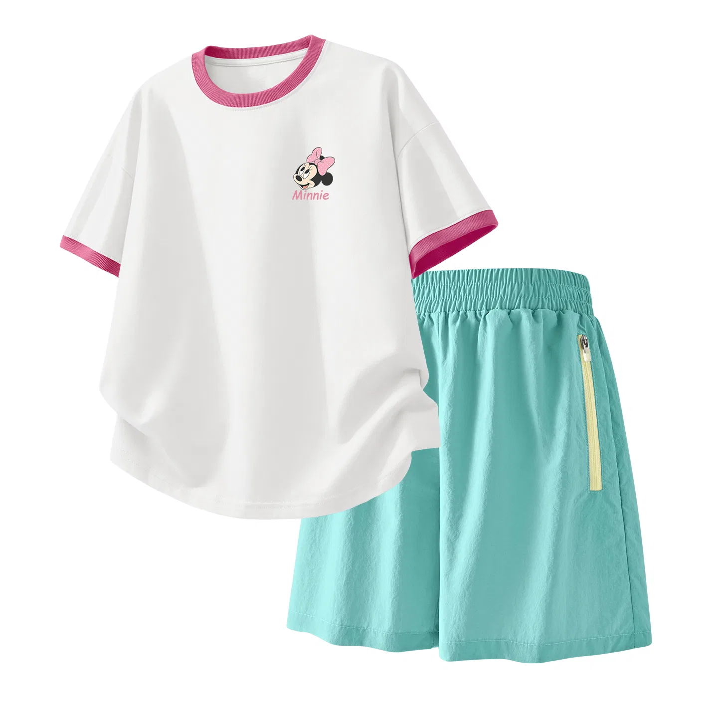 Детский спортивный костюм Casual Sportswear 2 Piece Set Disney, Di Surprise K White Red+Solid Color Mint Green