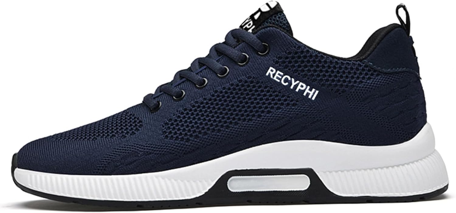 

Мужские невидимые ботинки Recyphi с увеличением роста, легкие спортивные кроссовки, модные кроссовки с приподнятой подошвой, на 6 см выше, темно-синий