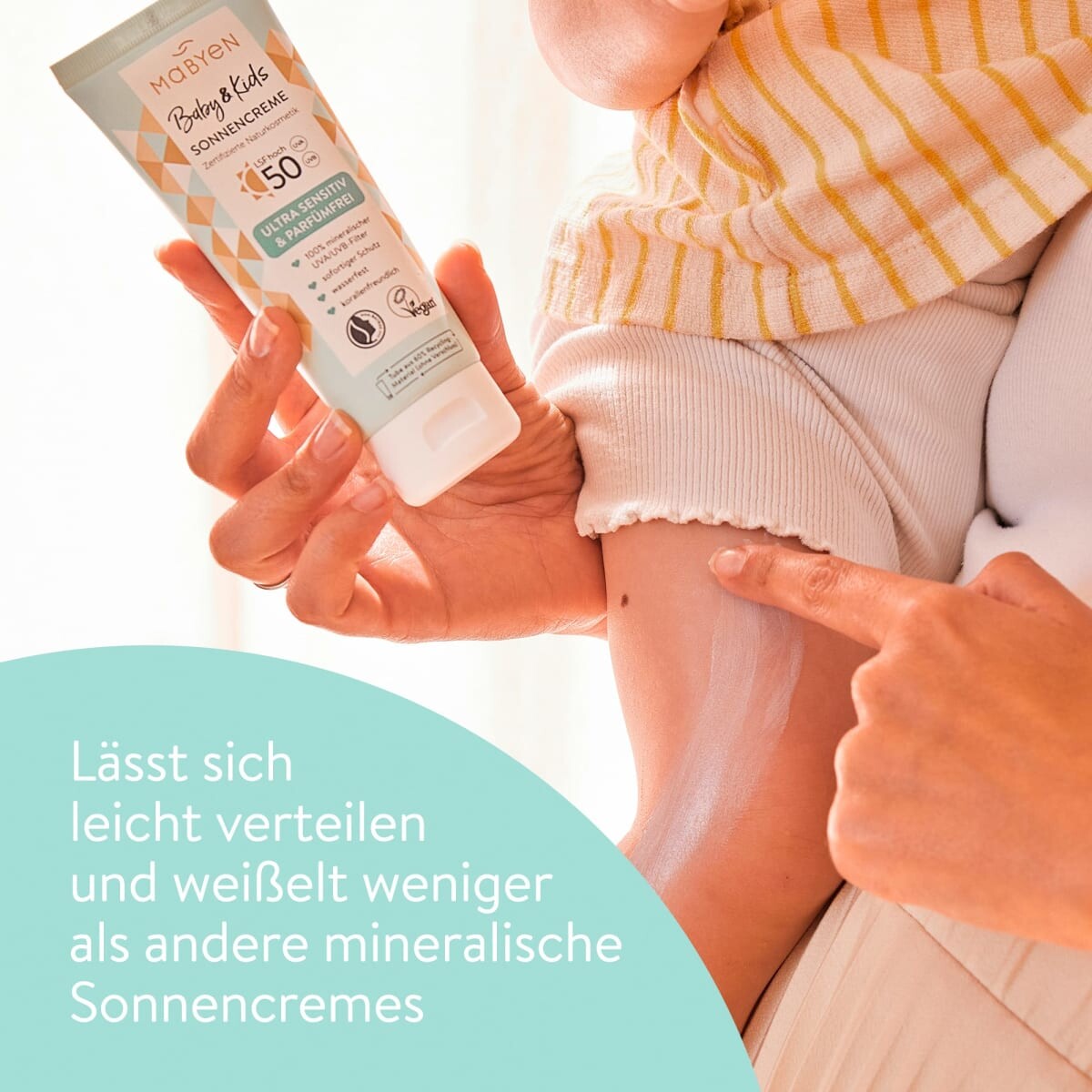 Солнцезащитный крем Baby  Дети чувствительные SPF 50 100мл Mabyen — фото 3