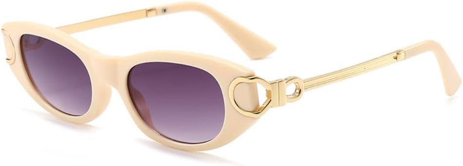 

Ретро овальные солнцезащитные очки для женщин в стиле 90-х, классическая оправа «кошачий глаз», модные винтажные солнцезащитные очки с золотистым металлическим покрытием BS1800S BAODAREN, Beige/Grey Gradient