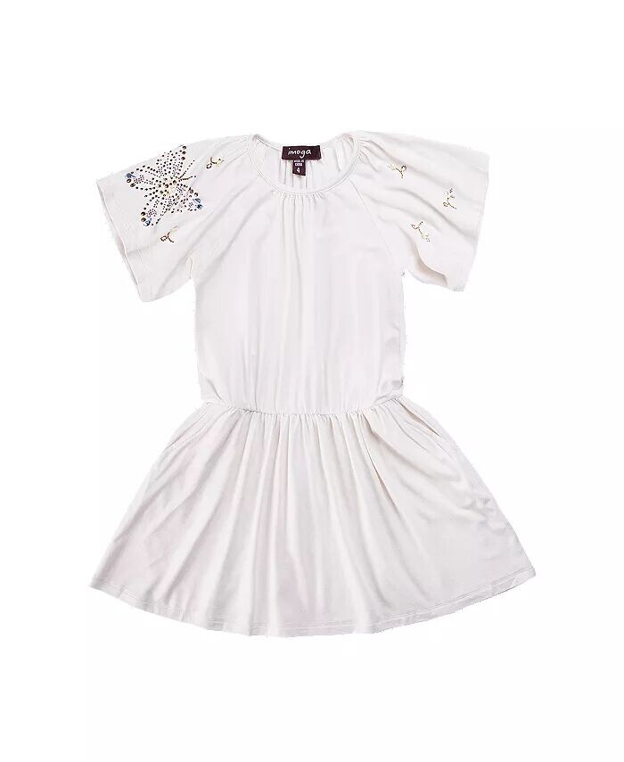 

Детское однотонное платье из джерси кремового и золотого цвета Shiloh Imoga Collection, белый