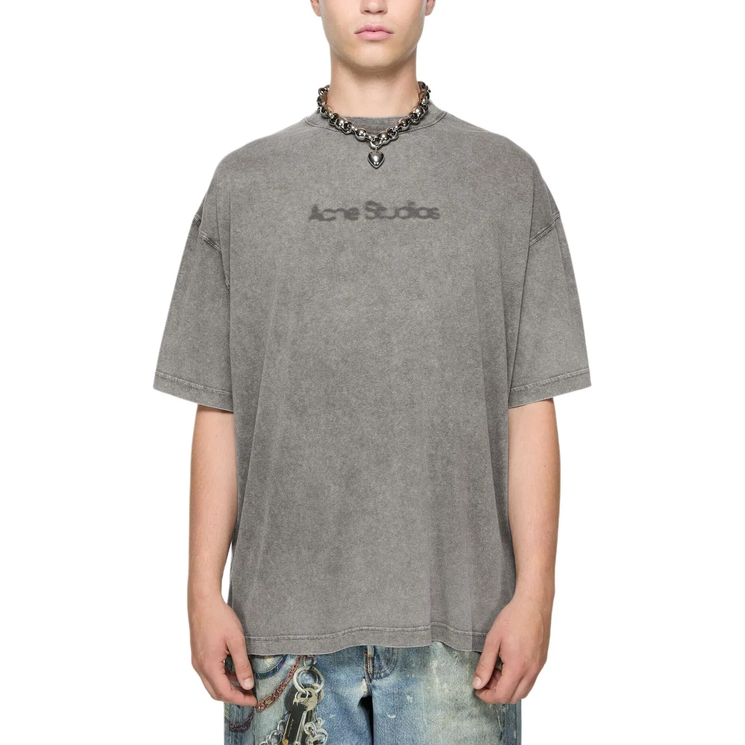 Футболка Blurred Logo Acne Studios, Light Gray — фото 3