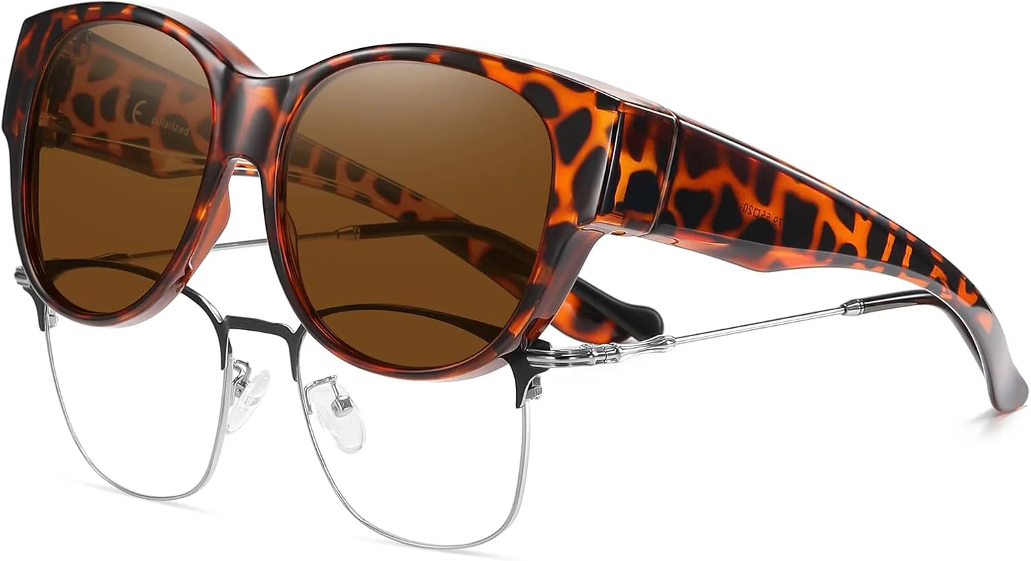 

Солнцезащитные очки HAOLOTA Fit Over Glasses для женщин, поляризованные, модные, в форме «кошачьих глаз», с защитой от УФ-излучения, L Size A02 Brown Tortoise/Brown