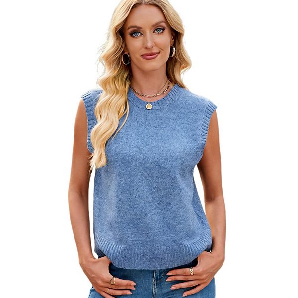 

Женский вязаный жилет-свитер без рукавов с бантом на спине Yesfashion, Blue