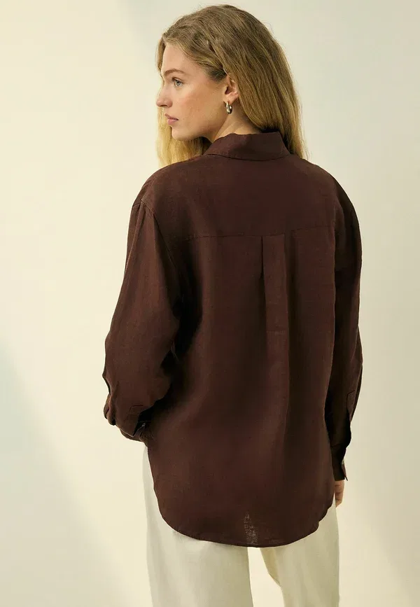 Блуза Next, модель Button down, шоколадно-коричневый — фото 4