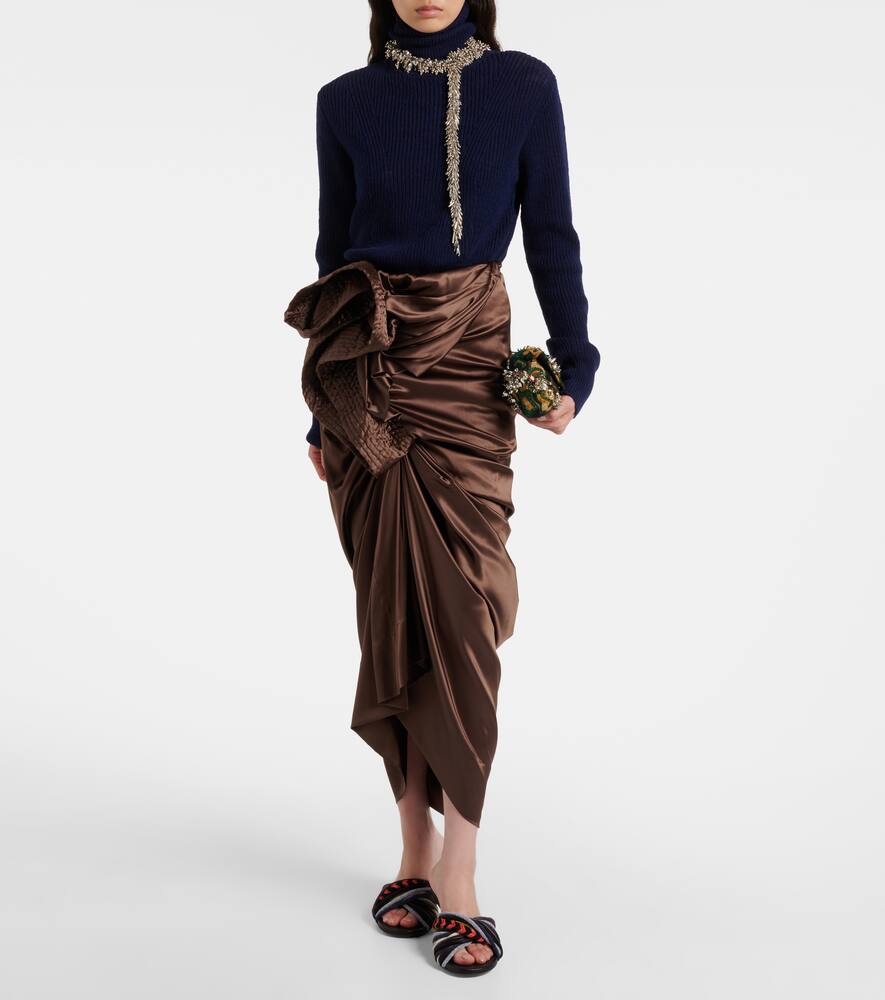 Асимметричная миди-юбка из сатина с шелком Dries Van Noten, Brown — фото 2