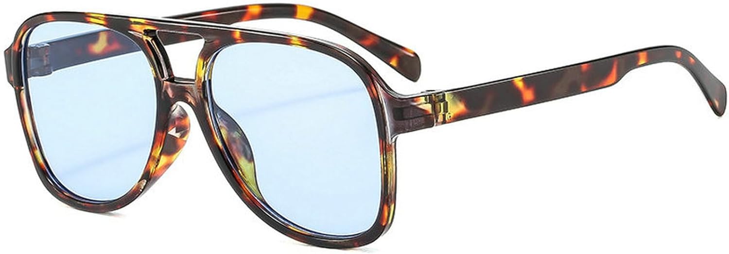 

Солнцезащитные очки COTIA квадратной формы для женщин и мужчин, винтажные, с двойной перемычкой, в стиле «пилот», классические, для активного отдыха и повседневной носки, Leopard Blue