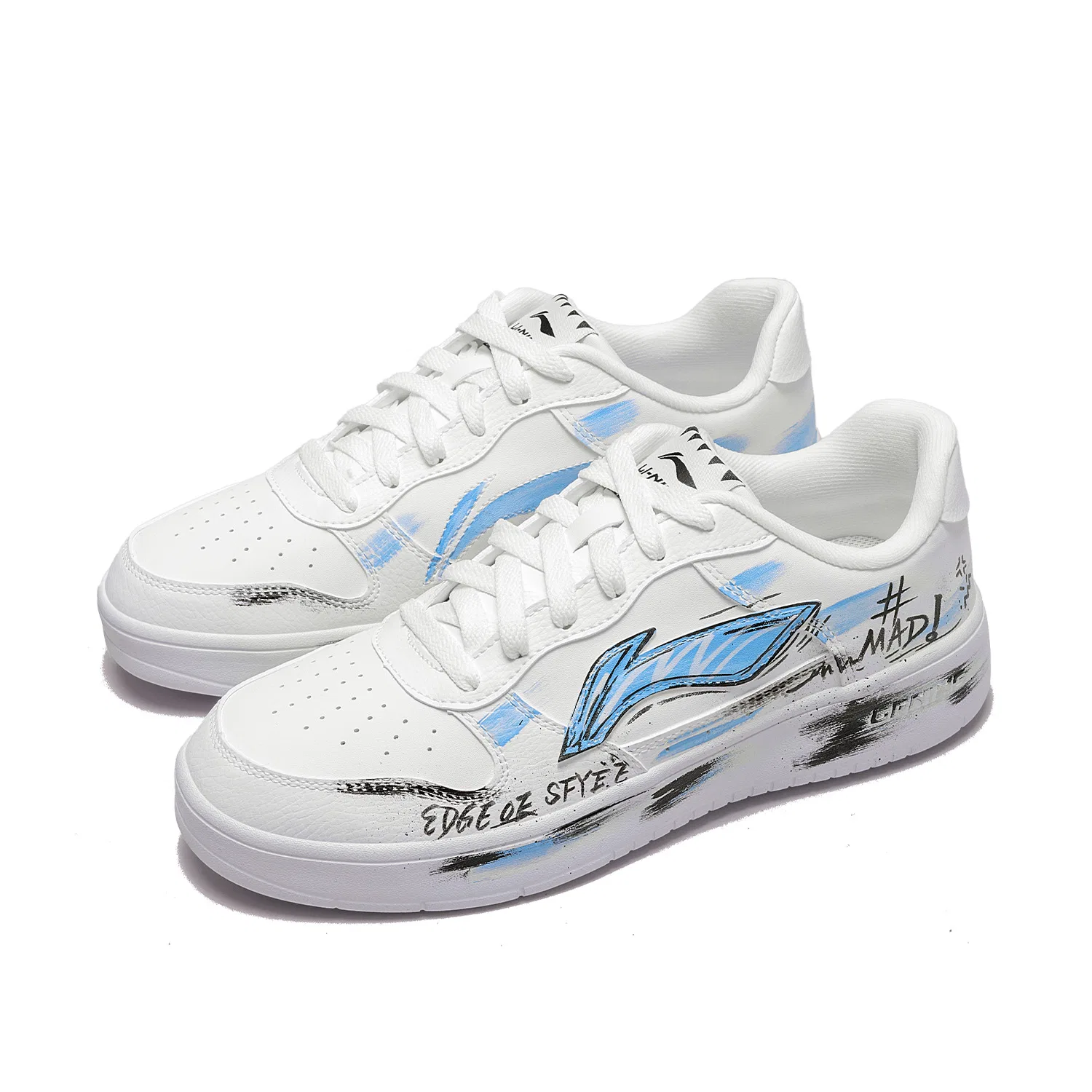 Кроссовки скейтборд с граффити Li-Ning сине-черные — фото 4