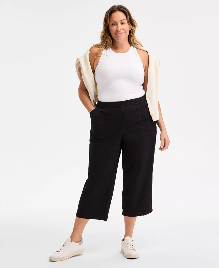 

Брюки укороченные на резинке больших размеров Style & Co, черный