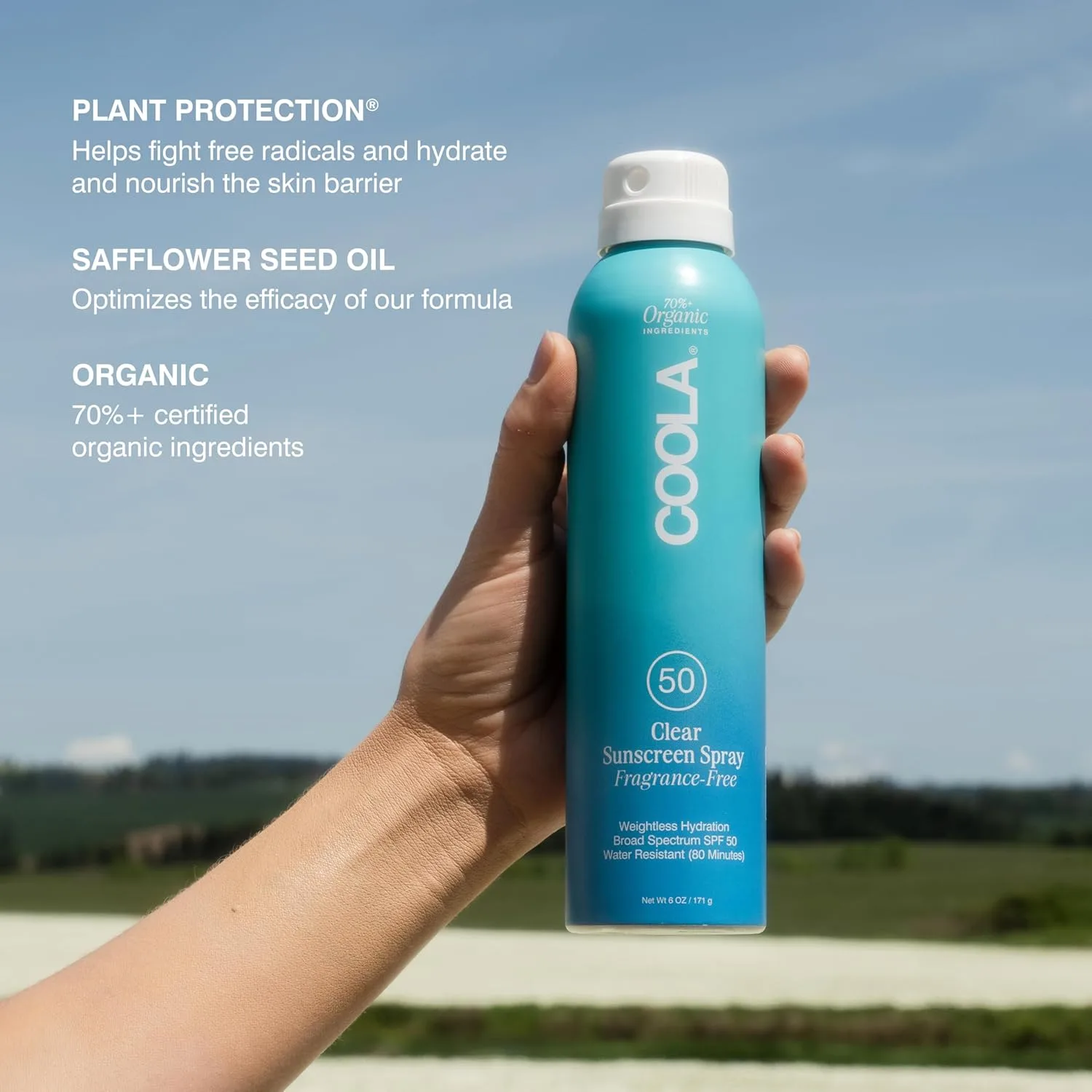 Солнцезащитный спрей COOLA Organic Sunscreen SPF 50, протестирован дерматологами, обеспечивает ежедневную защиту кожи, подходит для веганов, не содержит глютена и отдушек. 177 мл (2 упаковки) — фото 4