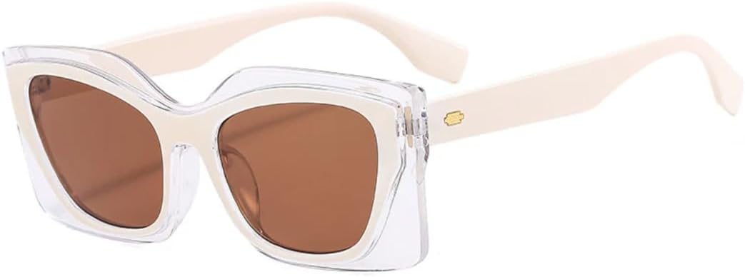 

Модные солнцезащитные очки разных цветов в квадратной оправе для женщин, с заклепками, для мужчин, для вождения и путешествий, популярные, с защитой от УФ-излучения UV400 TVTBBVV, Beige Brown