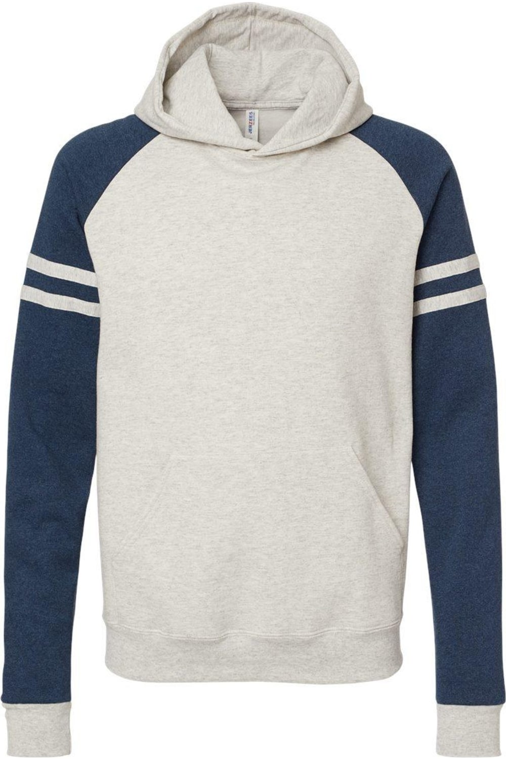 

Толстовка с капюшоном JERZEES Nublend Varsity Colorblocked Raglan, цвет oatmeal heather/ indigo heather