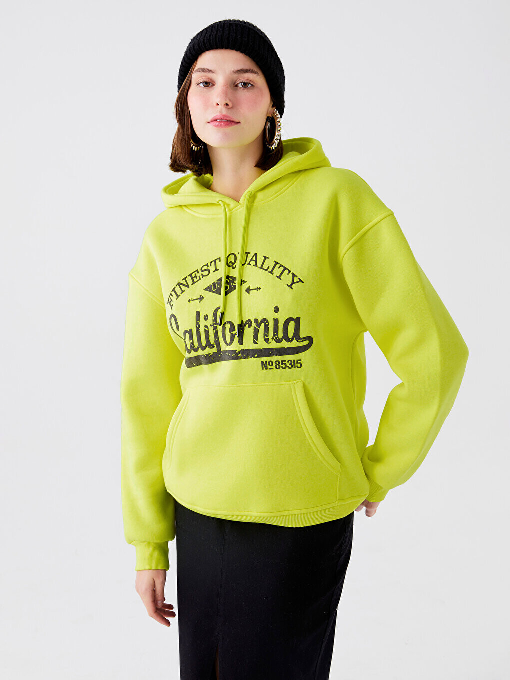 

Женская толстовка с капюшоном и принтом CALİMERA MODA, неоновый зеленый