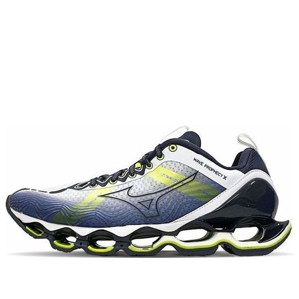 

Кроссовки wave x 10 shock absorption non-slip wear-resistant low tops white green 'black yellow blue' Mizuno, черный