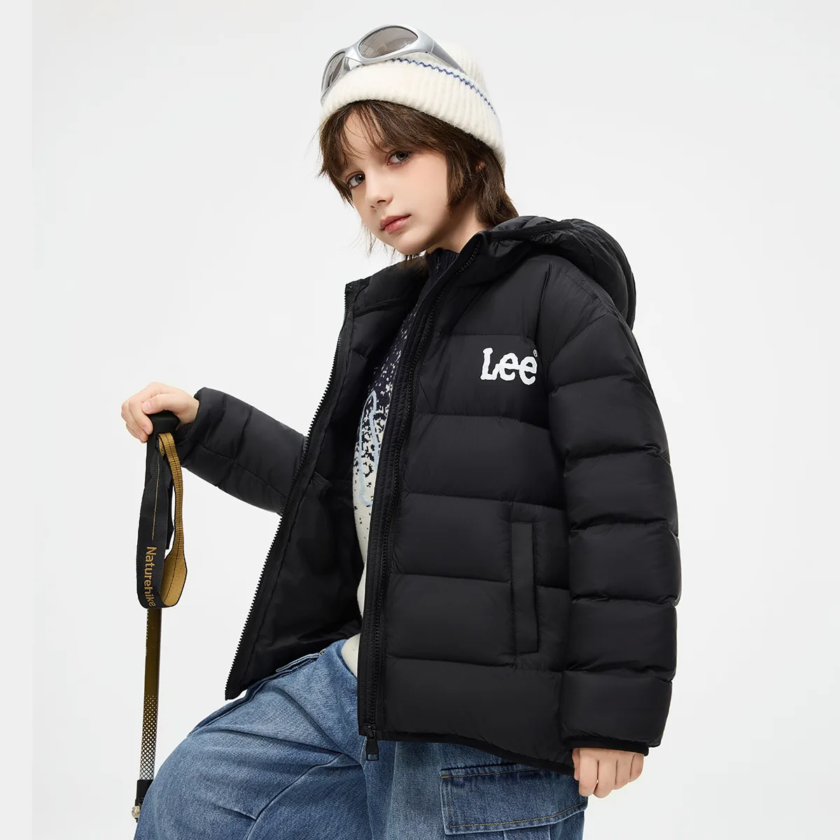 Детская пуховая куртка с капюшоном утепленная Lee, Premium Gray — фото 4