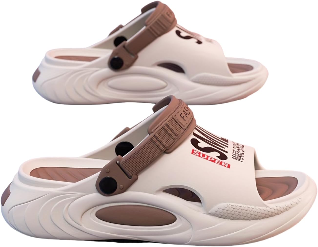 

Мужские модные спортивные сабо Hhhchpm, удобные для активного отдыха на улице, белый/коричневый