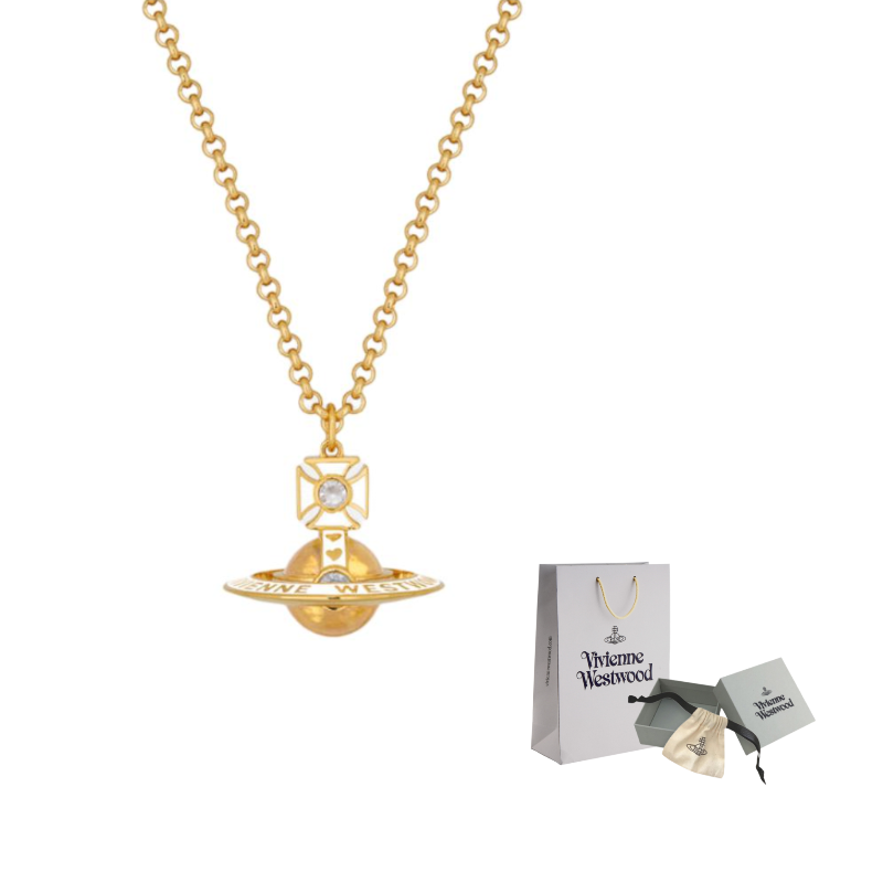 

Vivienne Westwood Кулон из латуни для женщин в цвете золото/белый/светлая водяная лилия с цирконом