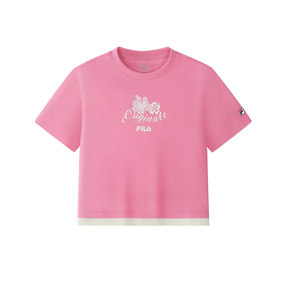 Футболка детская с круглым вырезом FILA KIDS ярко-персиковая фуксия