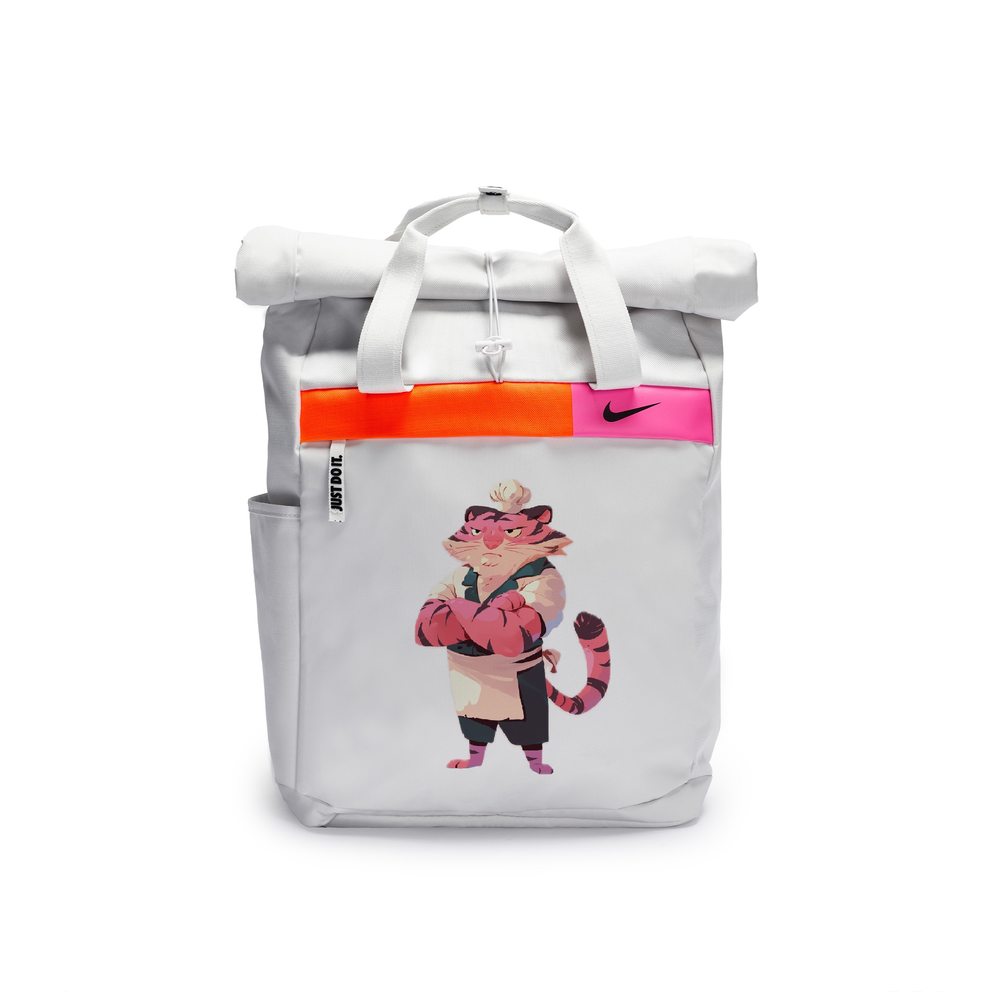 

Nike Полиэстеровый граффити рюкзак повседневный унисекс светло-серебристый серый, Tiger Chef