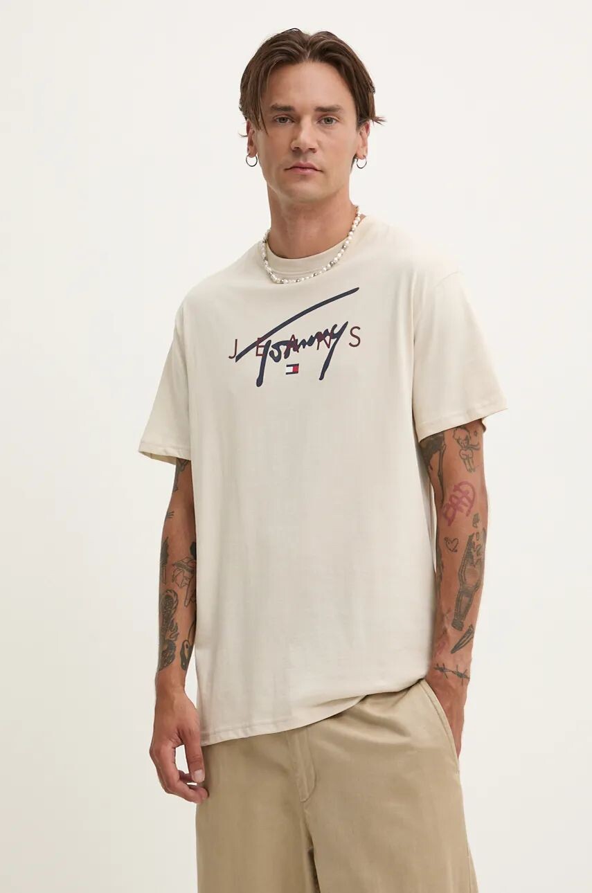 

Хлопковая футболка Tommy Jeans, бежевый