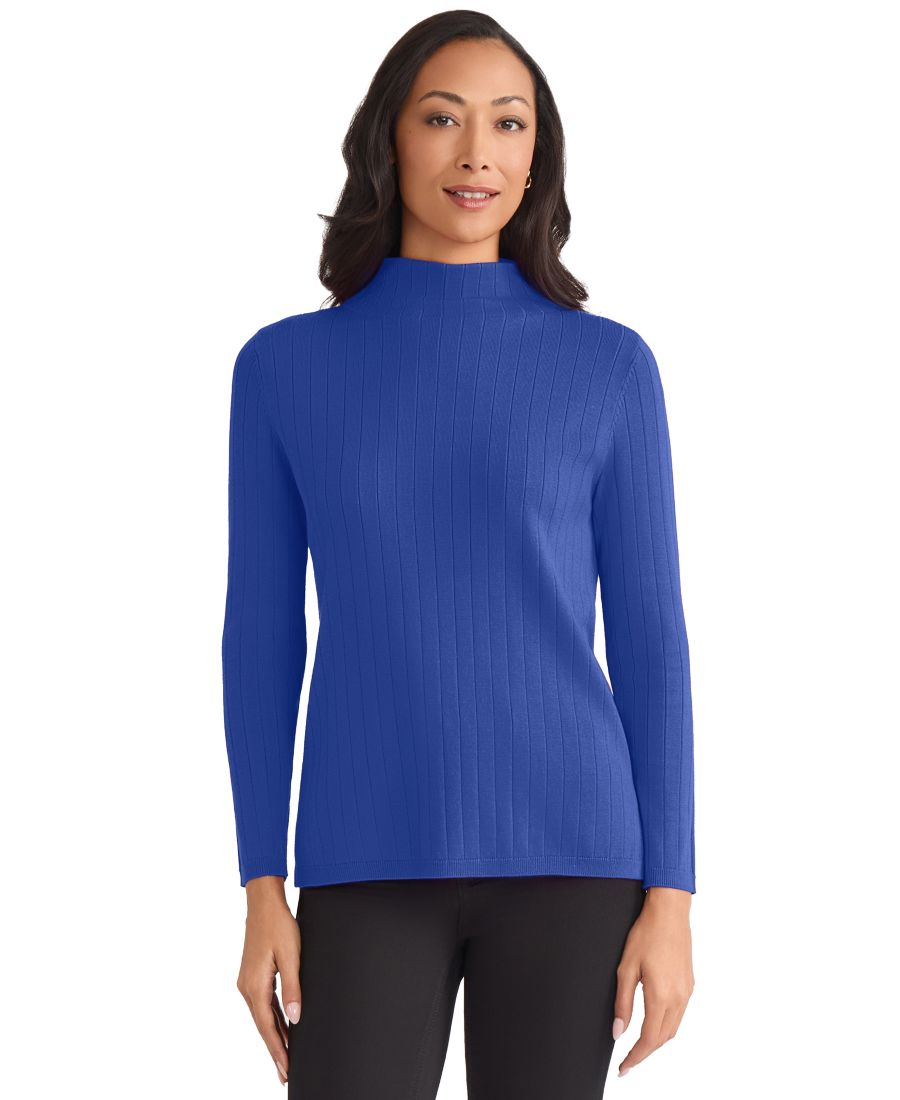 

Женский свитер с широким ребристым воротником-стойкой Jones New York, Sapphire