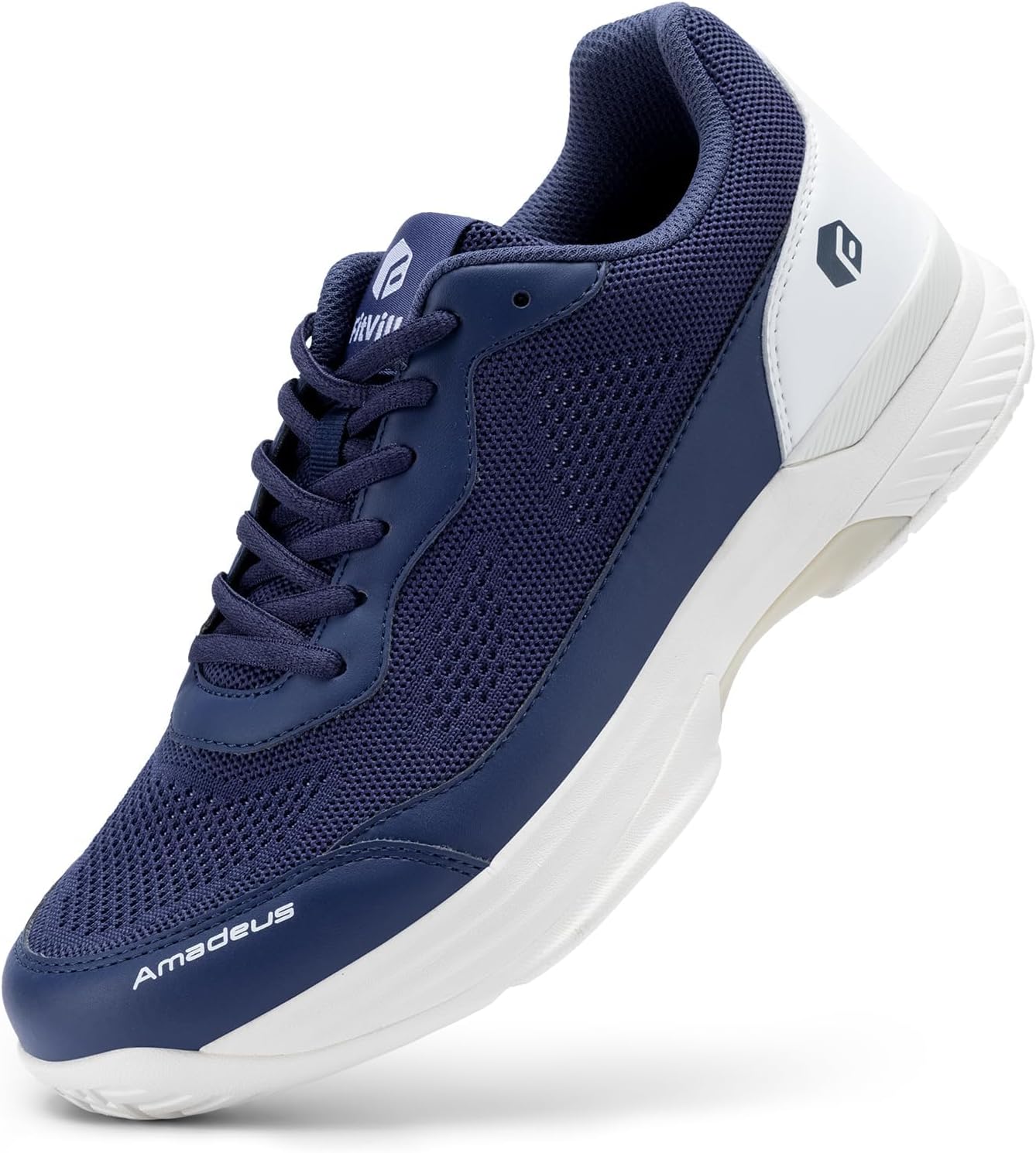 

Кроссовки FitVille Wide для мужчин для пэткболла, тенниса и ракетбола для всех кортов, Поддержка свода стопы и широкая носовая часть, черный