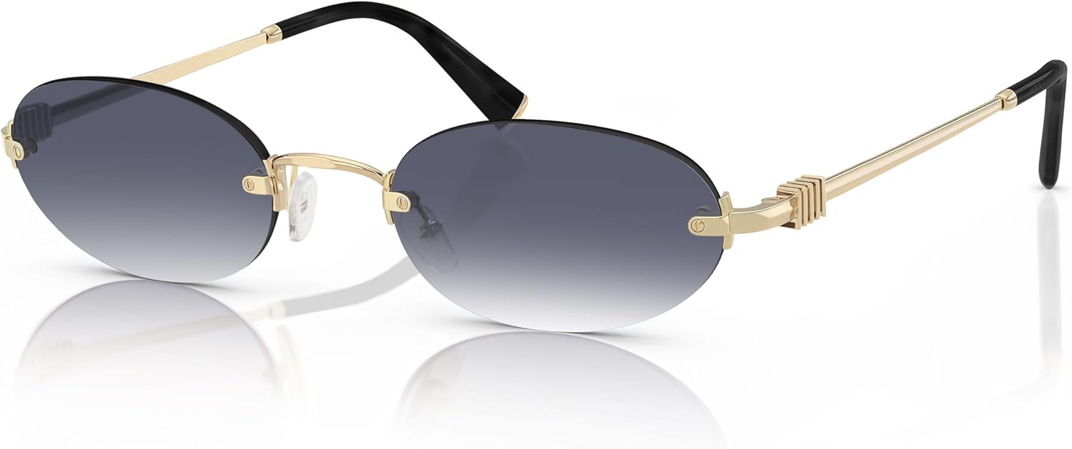 

Солнцезащитные очки TYA Retro Small Oval для женщин и мужчин, модные солнцезащитные очки без оправы 2026 года, узкие солнцезащитные очки в стиле Y2K от дизайнеров, Gold Frame-gradientgrey Lens