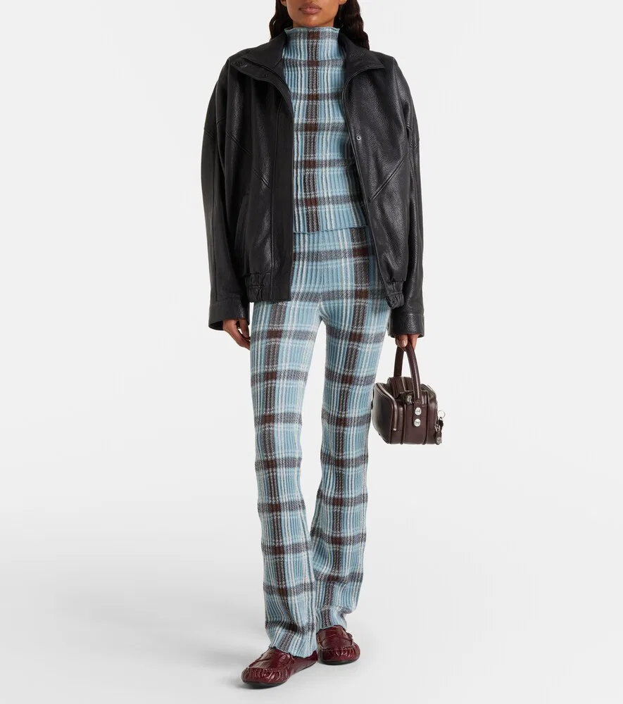 Рубашка из шерстяной смеси в клетку Kosa Acne Studios, синий — фото 2