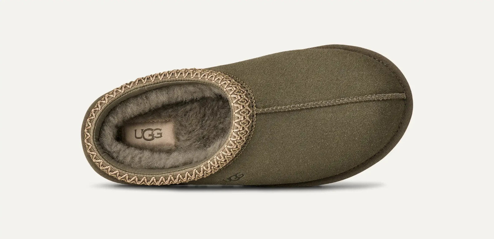 Женские тапочки UGG Tasman II 1174470-MSG из овчины цвета мох, без застежек GUG1, зеленый — фото 4