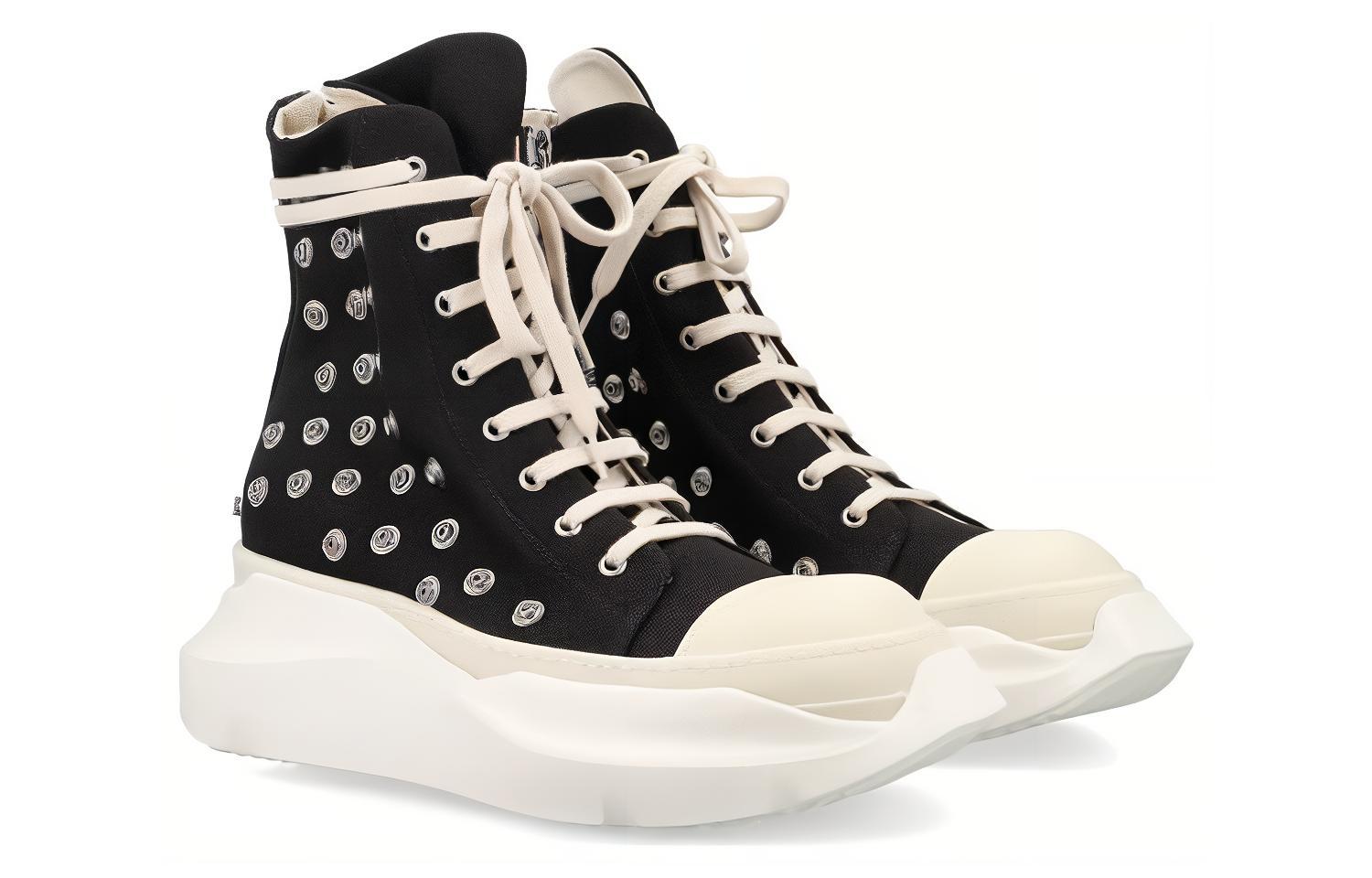 Люксор Абстрактные Высокие Кроссовки Rick Owens DRKSHDW, Черный Белый — фото 3