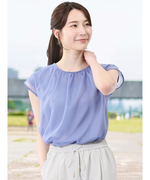 

Многослойная женская футболка-пуловер из органзы M.f.editorial, синий