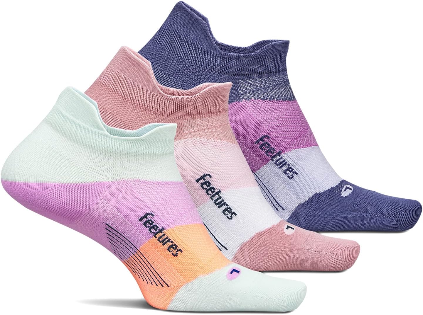 

Носки Feetures Elite Ultra Light No Show Tab 3-Pair Pack, цвет Crisp Mint/Pink Orchard/Future Dusk