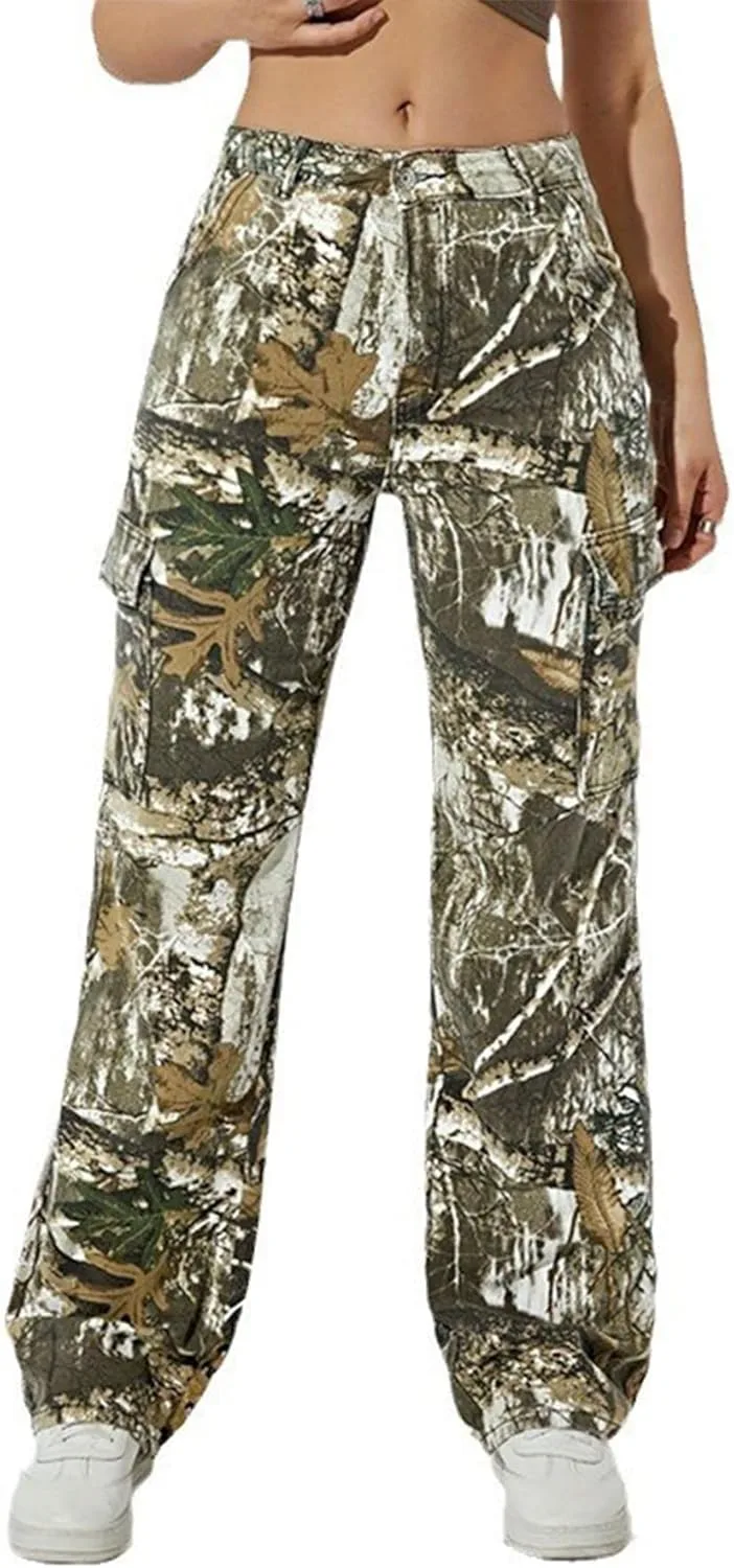 

Женские камуфляжные карго-штаны high waist baggy
