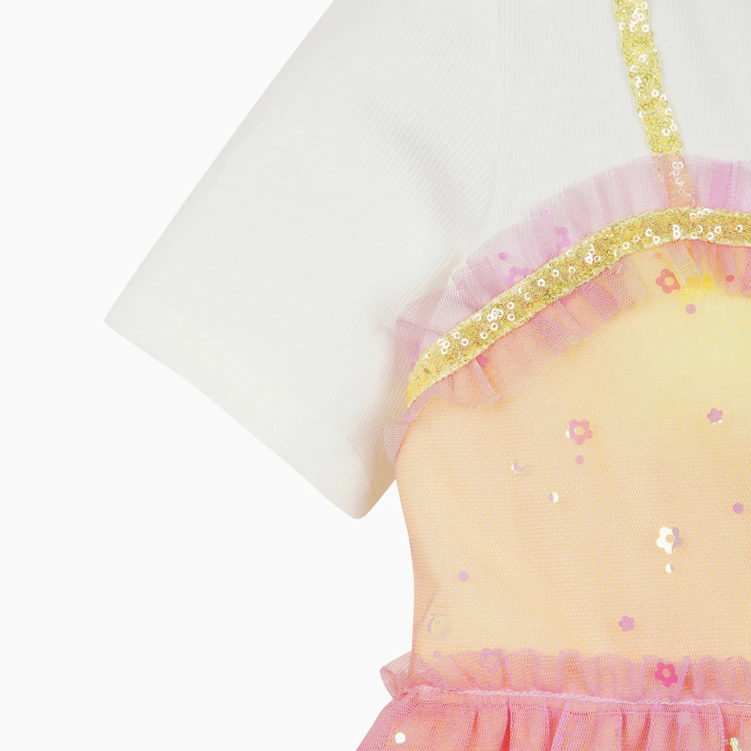Детское платье Rainbow Flower Pop, цвета айвори, от Benetton Kids — фото 3